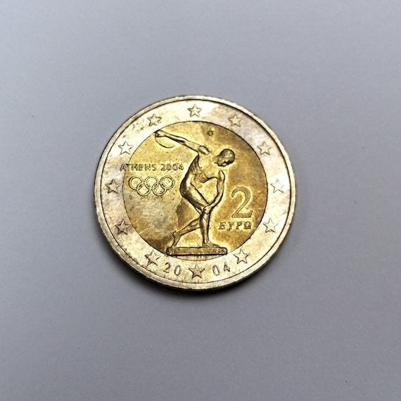 Rare 2 EUR Euro Coin 2004 Greece - 'the Discobolus' Olympics