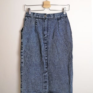 Vintage 80's 90's LALELI Acidwash Denim Skirt High Waist Denim Jeans Pencil Skirt - size S-M image 2