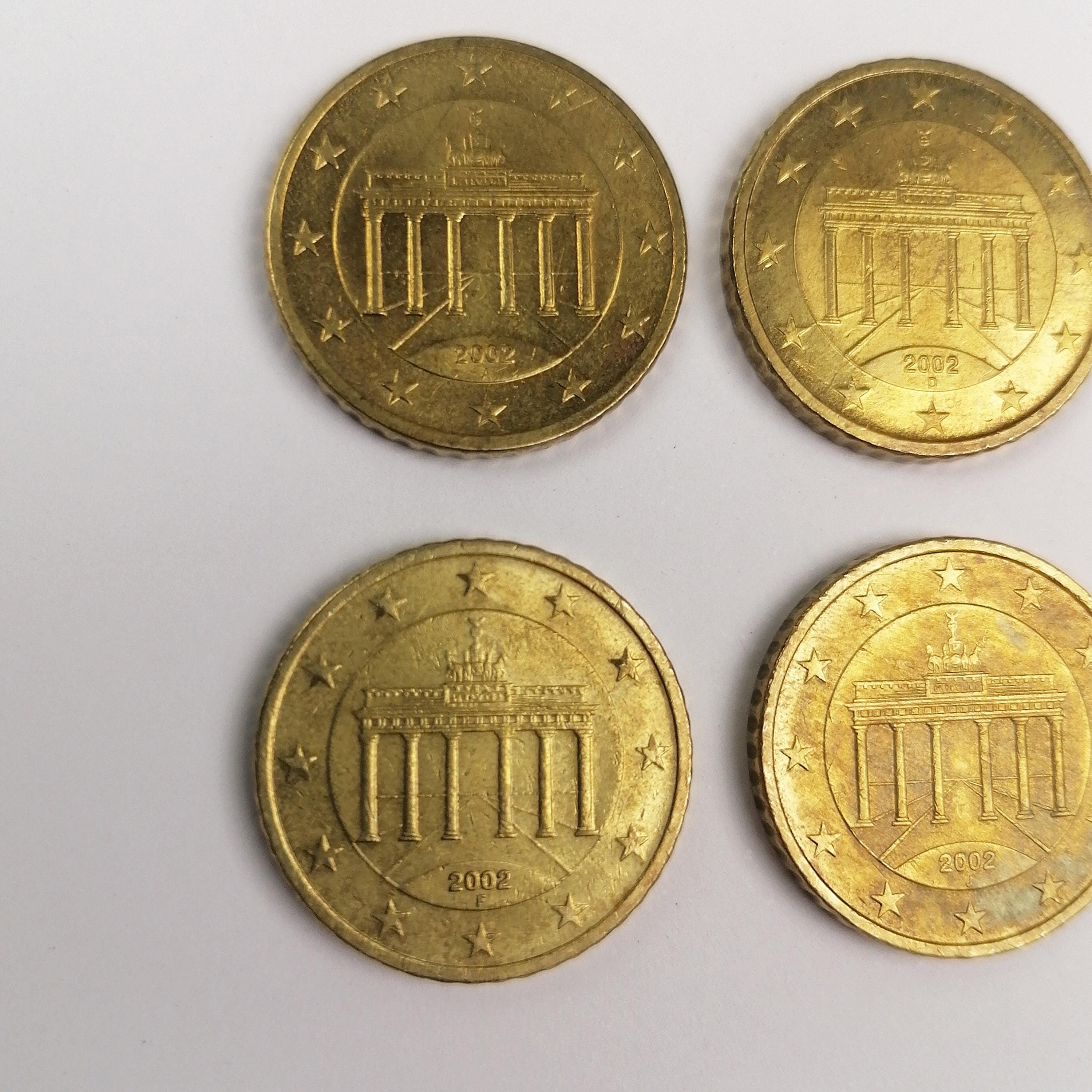 コイン4枚セット - 希少50ユーロセントコイン 2002年 ドイツ