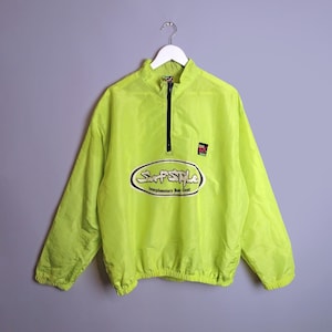 Giacca a vento vintage anni '90 SURF STYLE Sottilissima, giallo neon - taglia S-L