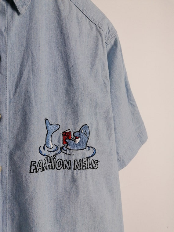 Vintage 90's Lightweight Oversized Denim Shirt Bl… - image 4