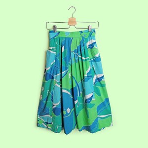 Vintage 90&#39;s HAMMER High Waist Full Skirt Green Turquoise Blue Pleats Retro - size S-M