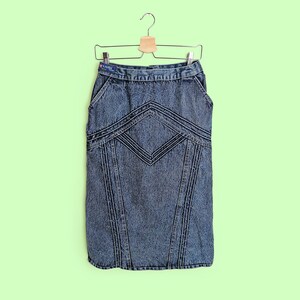 Vintage 80's 90's LALELI Acidwash Denim Skirt High Waist Denim Jeans Pencil Skirt - size S-M image 1