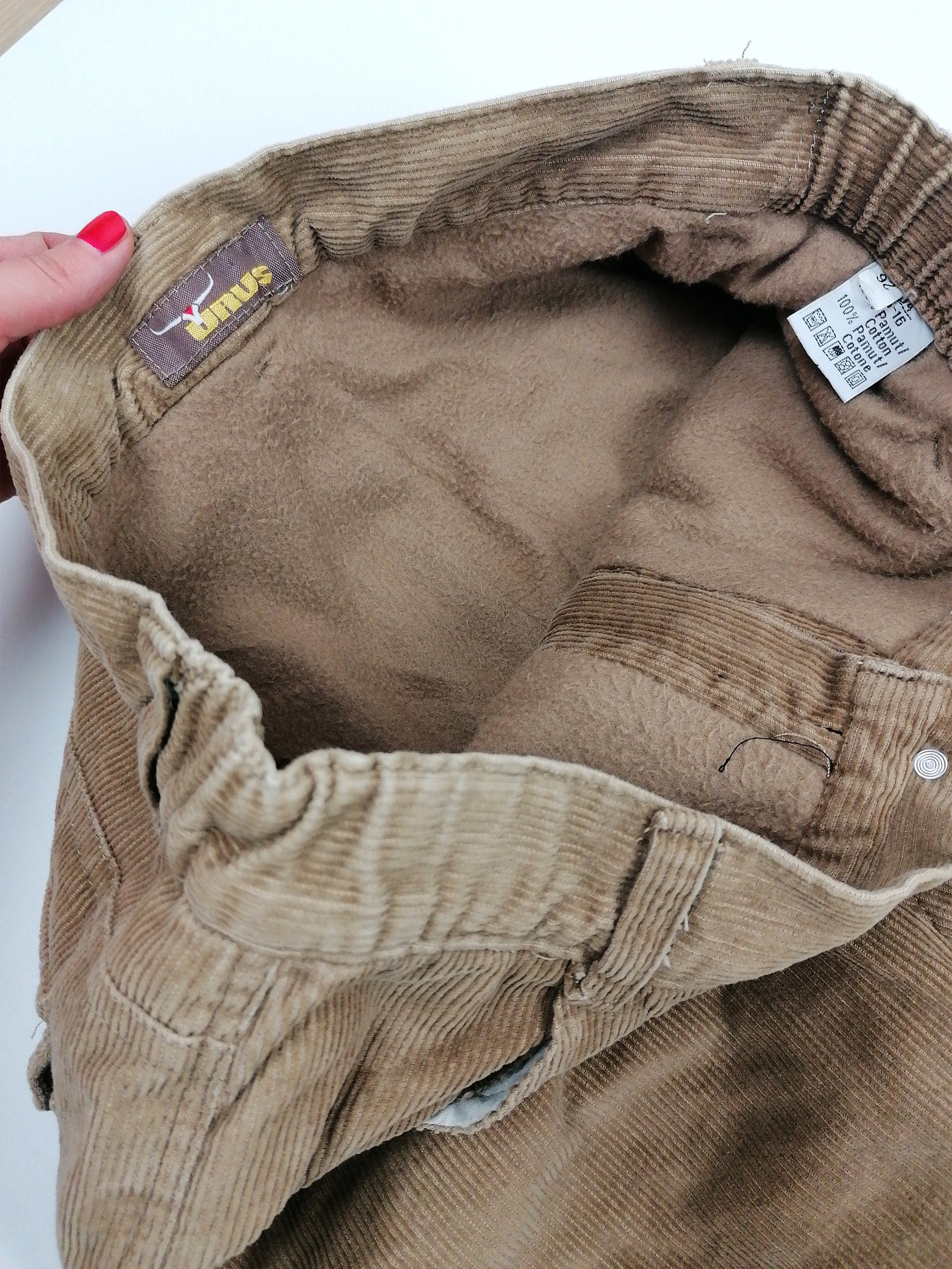 Vintage Y2K Cargo Pants Fleece Lined Corduroy Low Waist Jeans 