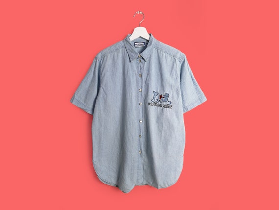 Vintage 90's Lightweight Oversized Denim Shirt Bl… - image 1