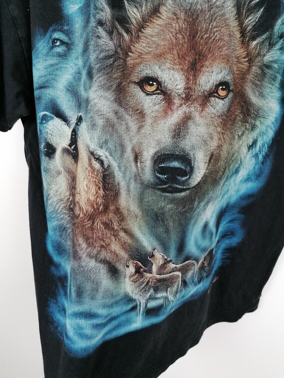 WILD Vintage 90's Howling Wolf Pack T-shirt Wolves Nature Wildlife