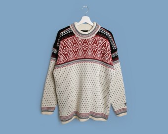 Vintage 90 s F.LLI CAMPAGNOLO Nordic Ski Sweater Christmas Wool Jumper Unisex Winter Pullover Abstract Folk Fair Isle Pattern Size XL Men Etsy