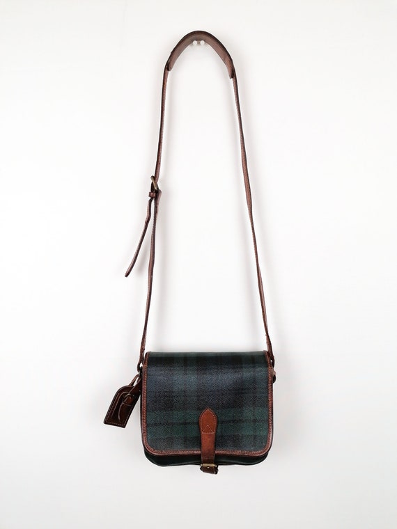 POLO RALPH LAUREN Vintage 90's Cross-body Bag Plaid Pattern Tartan