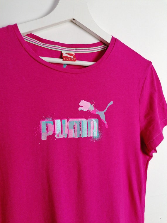 Vintage 90's Y2K PUMA T Shirt With Front Logo in Hot Pink Women Top Shirt  Size S-M - Etsy