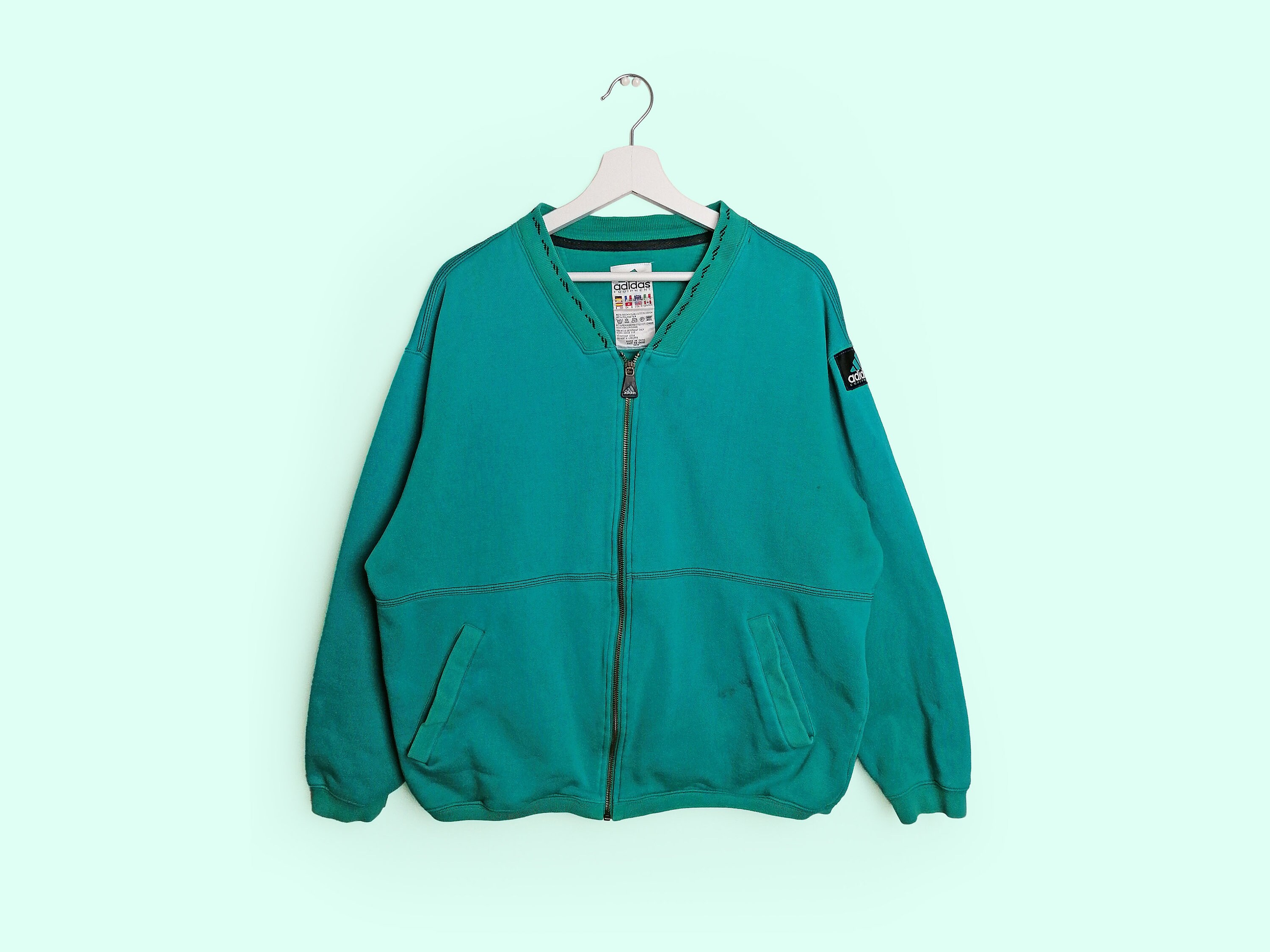 Vintage 90 s ADIDAS EQUIPMENT Unisex Zip up Sweatshirt Track Jacket Turquoise Size M F 180 D 6 Etsy UK