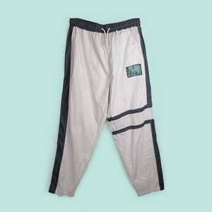 SHAMP Vintage 80&#39;s 90&#39;s Unisex Joggers Soft Shell Track Dance Pants  Baggy Pants in White  ~ size XL