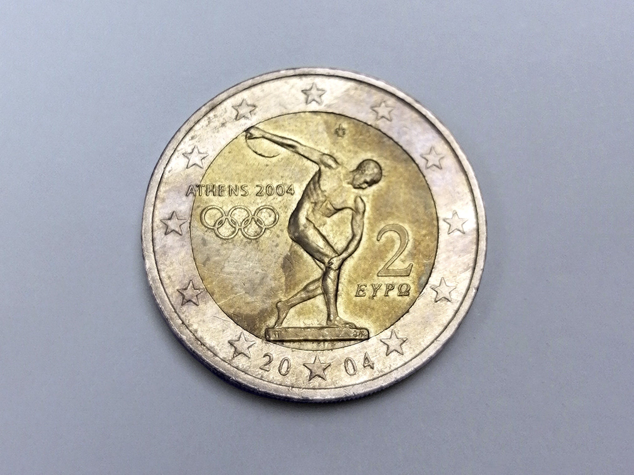 Rare 2 EUR Euro Coin 2004 Greece - 'the Discobolus' Olympics