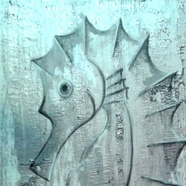 Peinture « Seahours » monochrome Argent, 12x 24 » Style moderne, Couleur vive