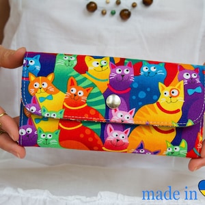 Women's Wallet, Vegan Wallet, Gift For Mom, Wallet For Women, Vegan Gift, Fabric Wallet, Womens Gift, Purse, Birthday Gift, Cats