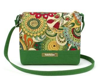 women's bag made of fabric,bag in ethnic style,bag green,bright bag,designer bag