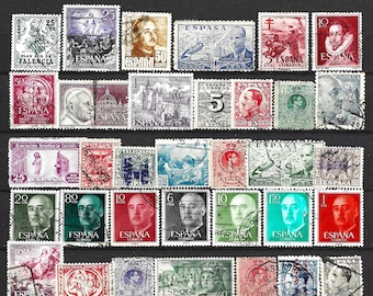 65 SPAIN Postage Stamps Vintage Spanish History Used Stamps For Crafts Collage Art Junk Journals Tags Paper Ephemera