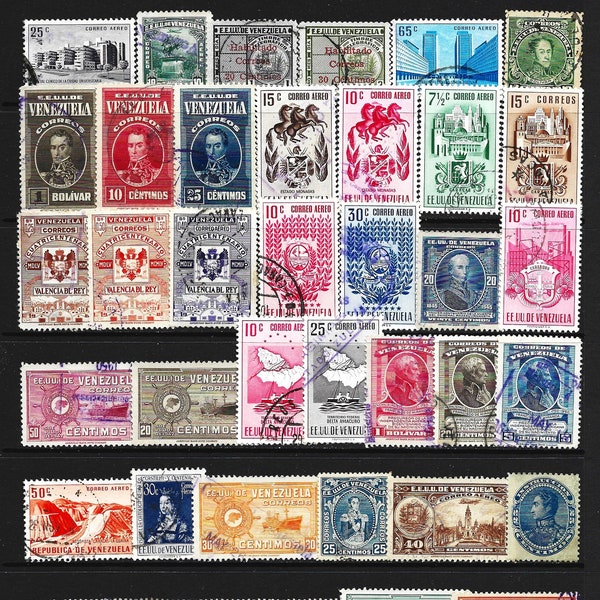 45 Stamps VENEZUELA Vintage Postage Venezuelan History Latin America Stamps For Collecting Or Crafts Collage Art Journals Tags