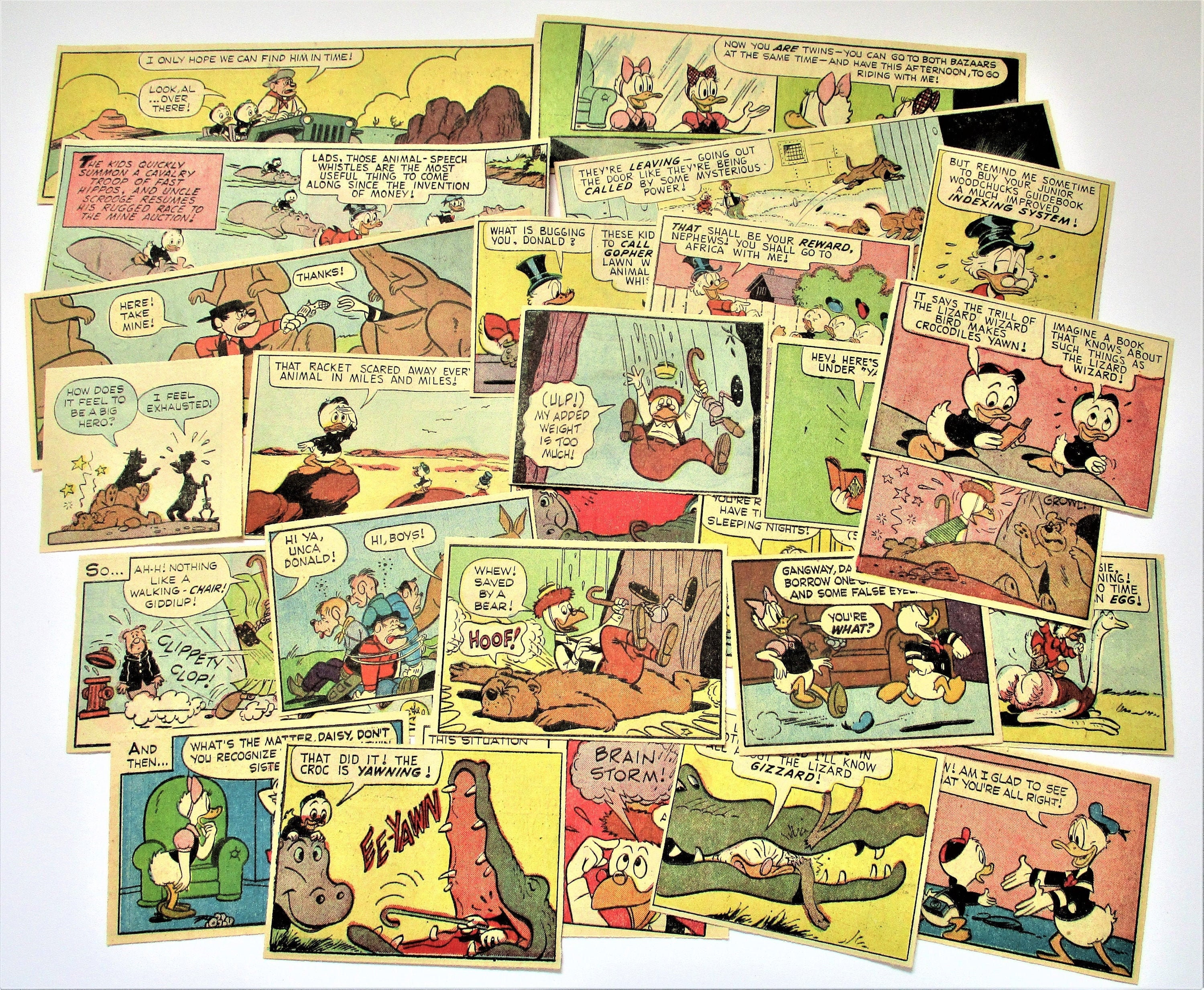 Donald Duck Comics 25 Scrap Lot Cut Panel Pieces-craft