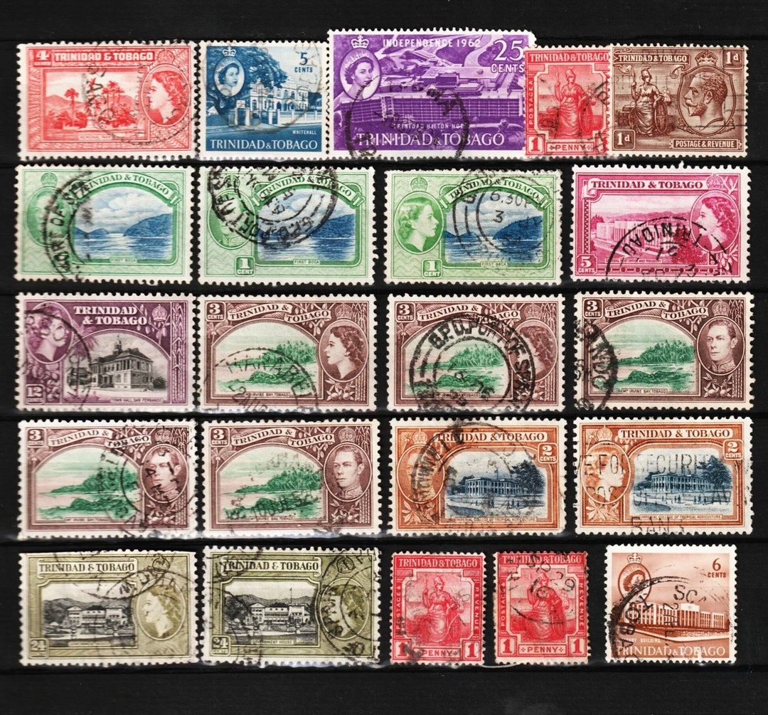 20 TRINIDAD and TOBAGO Vintage Postage Stamps Used With Postmarks 1930s ...