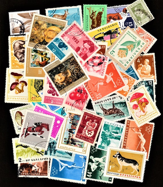 Bulgaria Stamps-50 Used Bulgarian Postage Bundle-vintage  Building-space-horse-mushroom-collage Art Craft Supplies-scrapbooking  Sticker Lot -  Canada