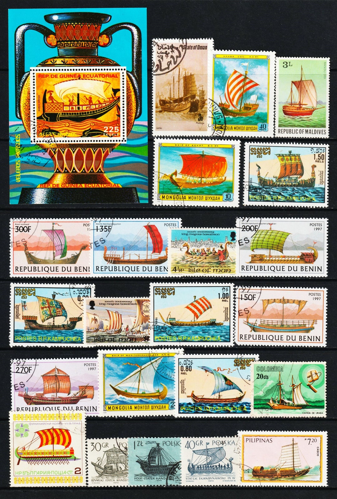 Ancient SAILBOATS 20 Vessels of Antiquity Archeology Boats Postage ...