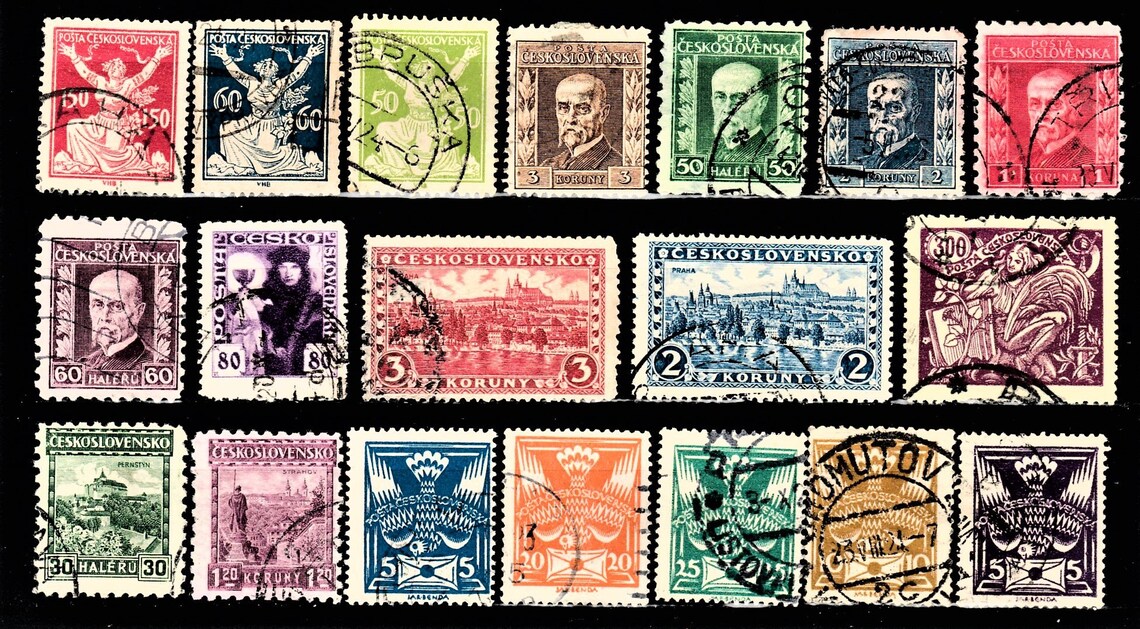 Czechoslovakia Postage Stamps 1920s Vintage Stamp Collecting Etsy