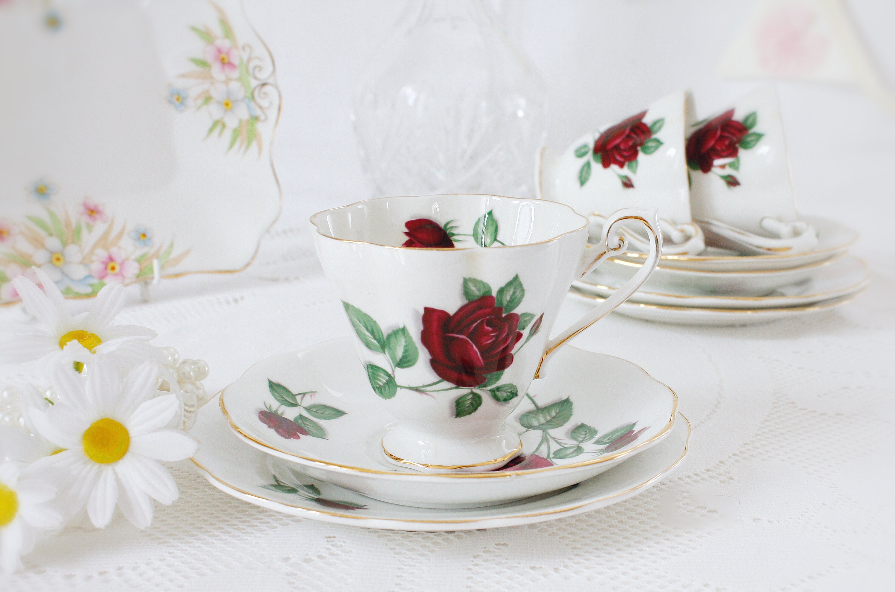 Red Velvet English tea set Stunning vintage tea set by Royal Etsy