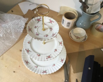 Reserved…….Richmond “Rose Time”  3 tier cake stand: English bone china 3  tier cake stand for a wedding or special occasion