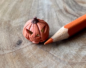 Halloween Pumpkin No.9 - handmade polymer clay miniature