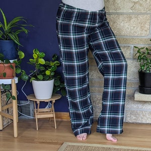 Women's extra tall flannel pajama pants extra long pj pants navy white green red plaid flannel xmas pjs custom inseam pyjamas 35-39" inseam