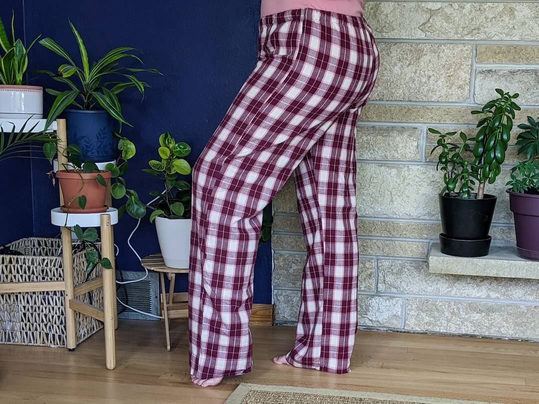 Women's Extra Tall Flannel Pajama Pants Extra Long Pj Pants Burgundy