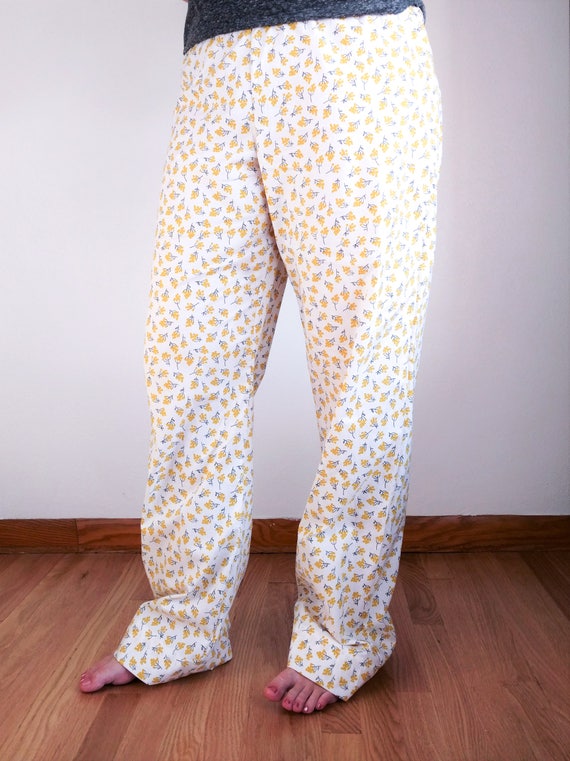 Women's 2XL Extra Tall Pajama Pants Extra Long Pj Pants Winter White Pjs  Mustard Flower Custom Inseam Pyjamas Golden Yellow Ditsy Floral -   Canada
