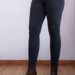 Women's charcoal grey extra tall leggings extra long 37 inseam basic cotton spandex leggings image 4