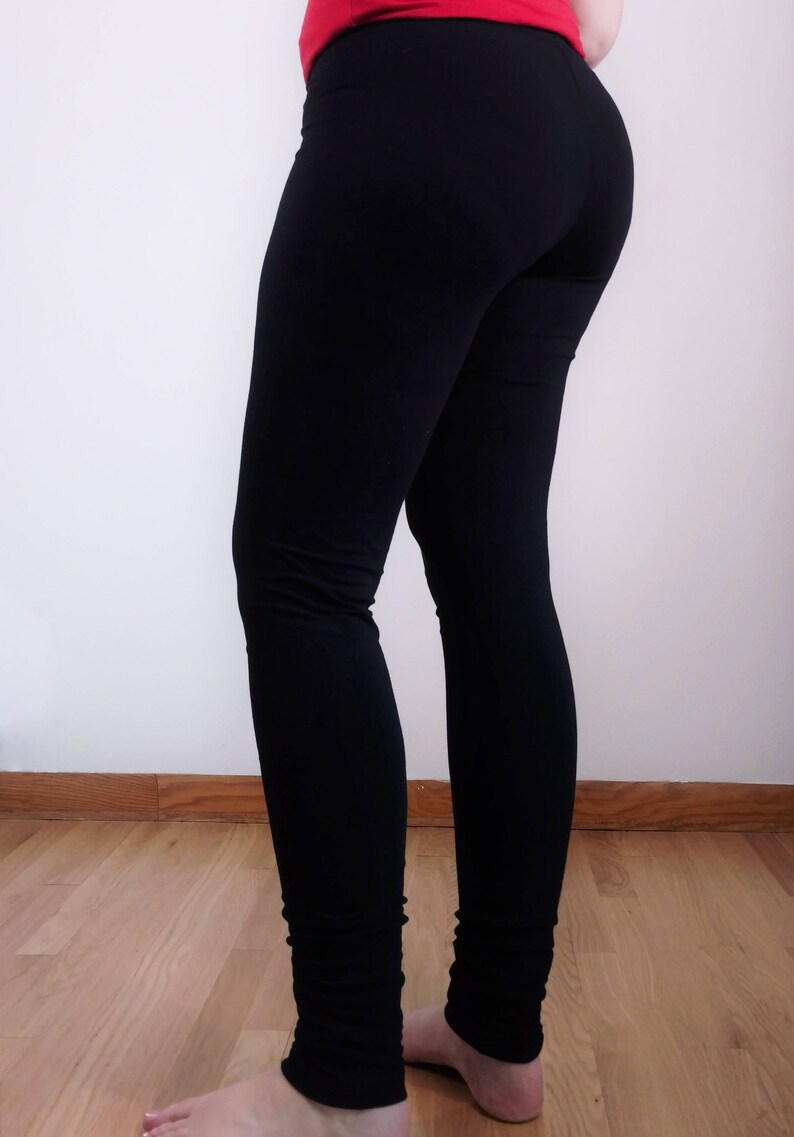Women's Black Extra Tall Leggings Extra Long 37 Inseam Basic Cotton
