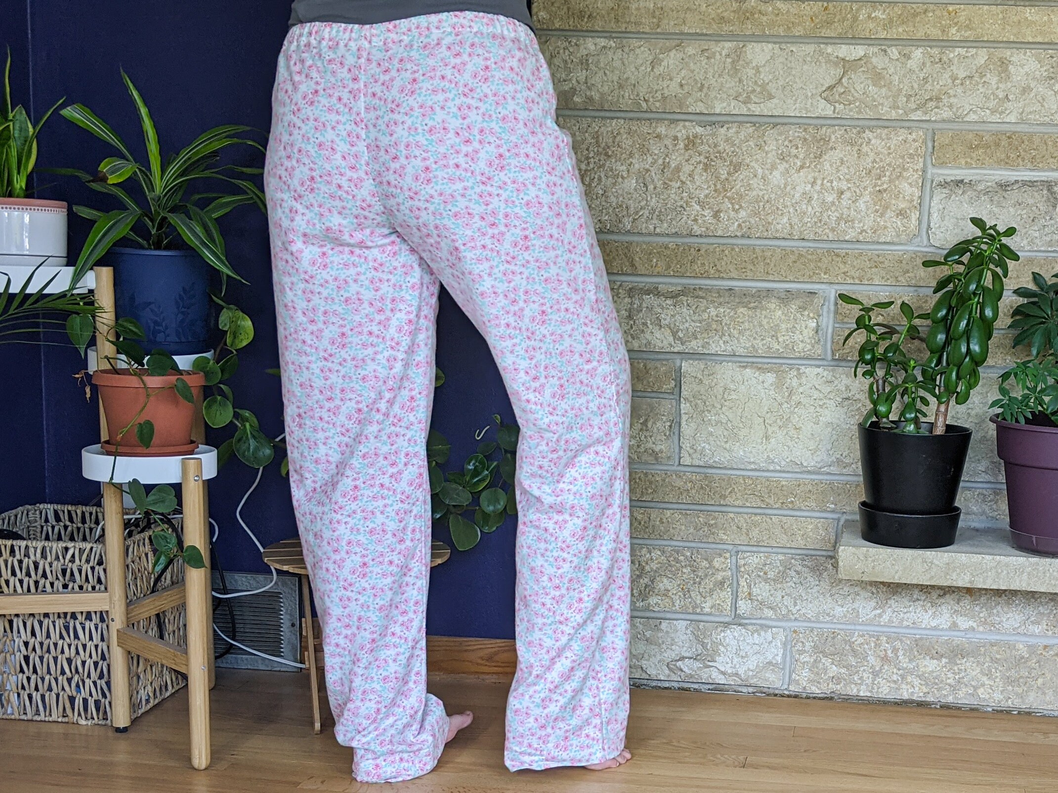 Women's Extra Tall Flannel Pajama Pants Extra Long Pj Pants Pink Floral