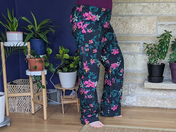 Women's Extra Tall Pajama Pants Extra Long Pj Pants Deep Navy Pink