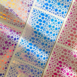 Holographic sticker sheet - scrapbooking - cosmic sticker - space - stars - bujo stickers - polaroid sticker decoration - journaling