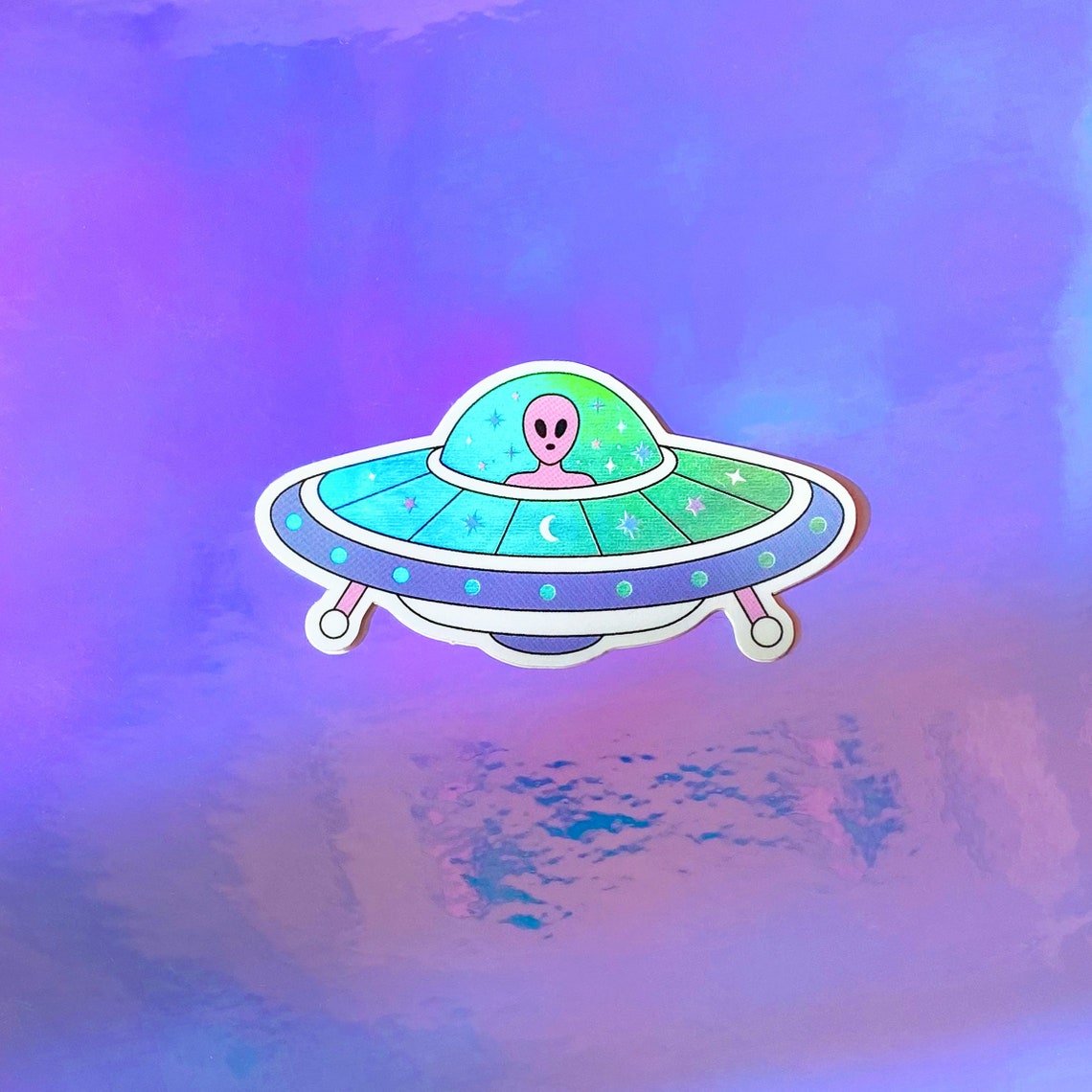 Flying Saucer Sticker - UFO - Alien - Holographic Sticker - Galaxy ...