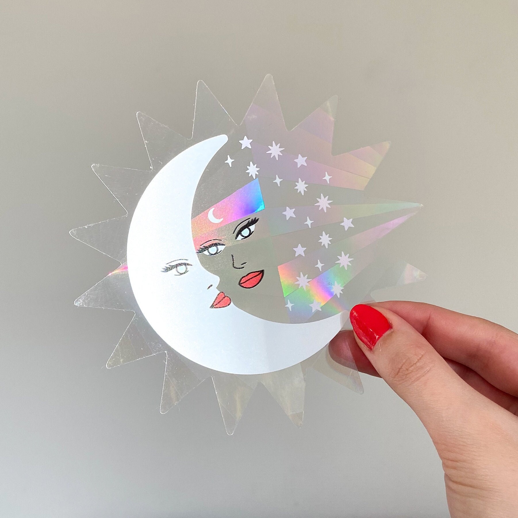 Suncatcher Sticker Moon and Sun - Decal - Galaxy - Cosmic Sticker ...