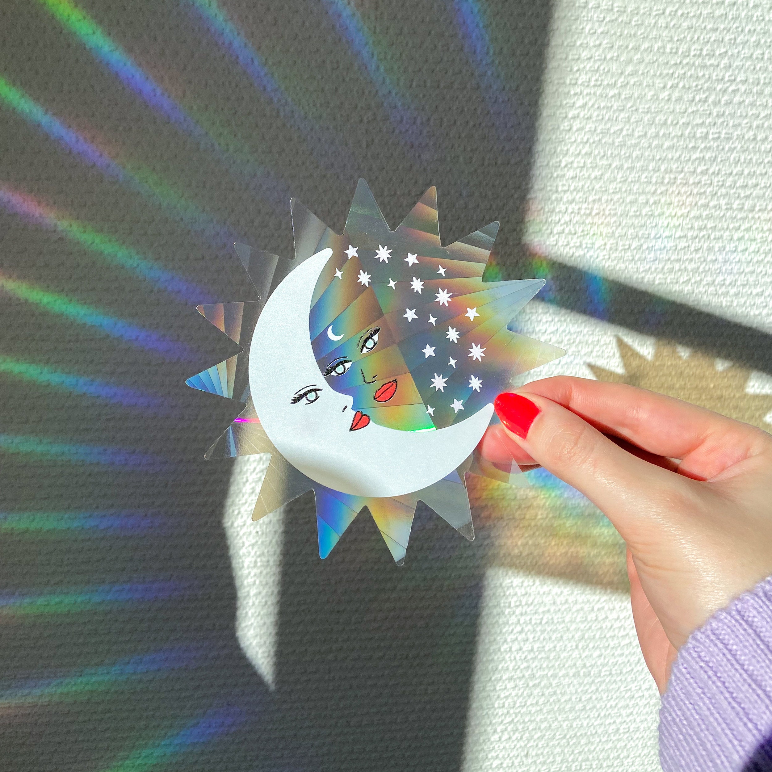 Suncatcher Sticker Moon and Sun - Decal - Galaxy - Cosmic Sticker ...