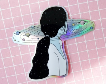 My Universe sticker - holographic sticker - galaxy - cosmic sticker - space - planets - girl from space