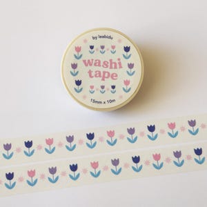 Washi tape tulipes cosmiques - masking tape - espace - étoiles - galaxie - papeterie - bujo - fleurs