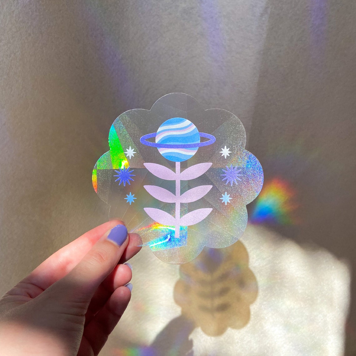 Suncatcher sticker flower galaxy cosmic sticker Etsy