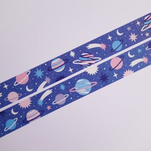 Galaxy washi tape - masking tape - galaxy - space - planets - moon - stars - stationery - bujo