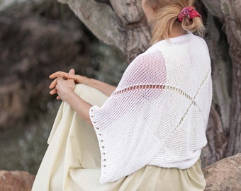 Summer Knit Shrug Women Boho Bolero Handknit Wedding Jacket Cotton