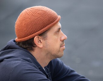 Laine hommes bonnet court pêcheur chapeau tricot crochet toque feuilles d’automne couleur cadeau de noël fait main tricoté roulé à bord mérinos écologique