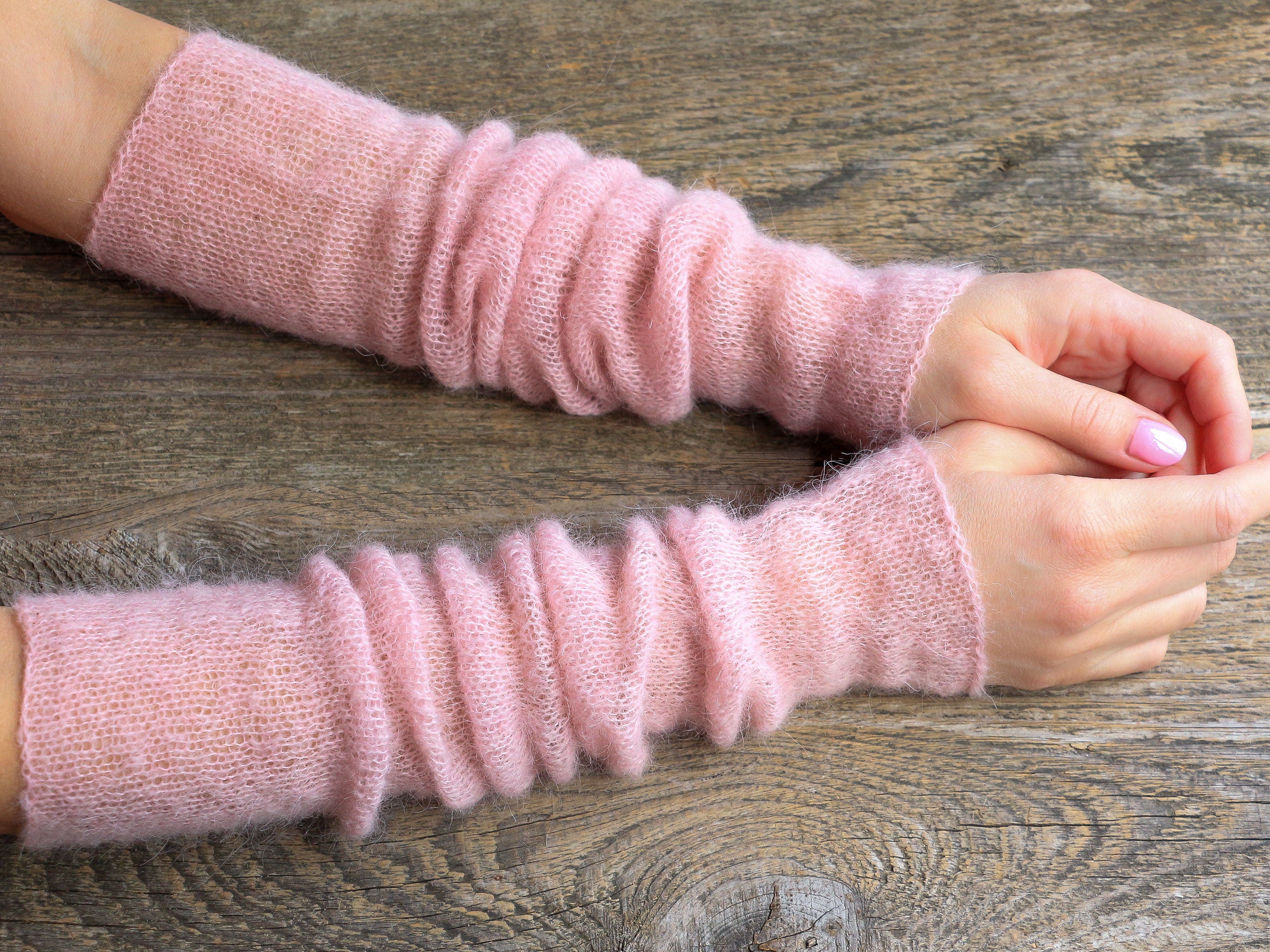 Yellow evening arm sleeves mohair wrist warmers handmade long Etsy