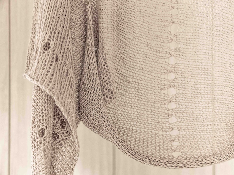 Light beige summer cardigan crochet bolero women crop sweater knit lace jacket shrug lightweight eco cotton wrap beach coverup boho knitwear image 3