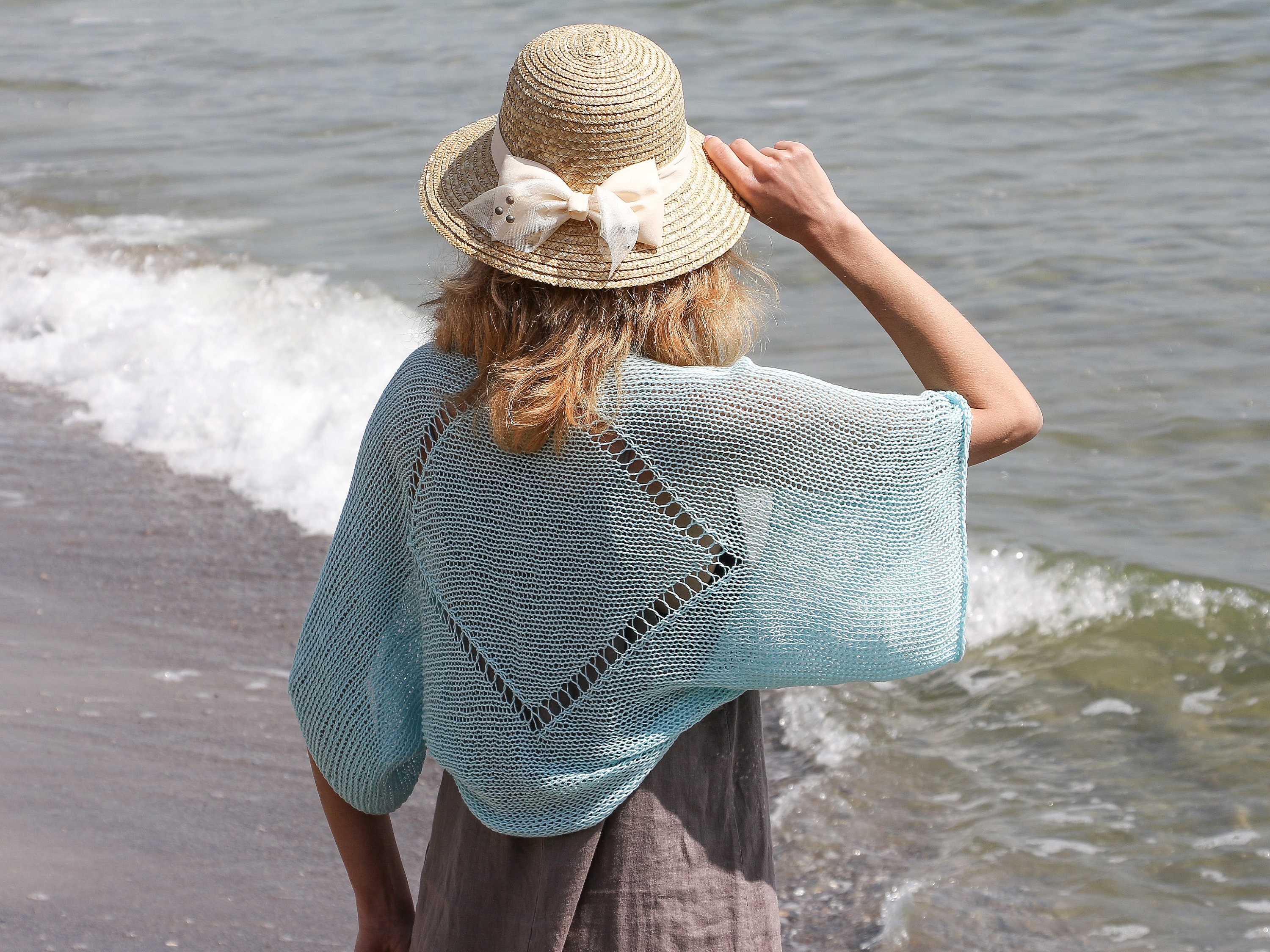 Light sky shrug summer cotton bolero shrug summer shrug women Etsy