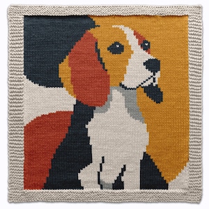 Beagle Square Knitting Pattern – Hunting Dog Block for Pillows, Blankets, Pullovers, Table Mats, tote bags, PDF Digital Chart + Instructions